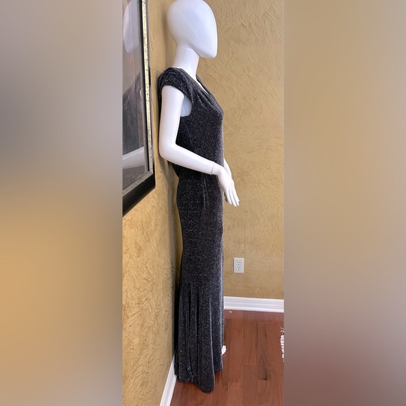 Bebe long black and silver shimmery dress - Picture 3 of 6